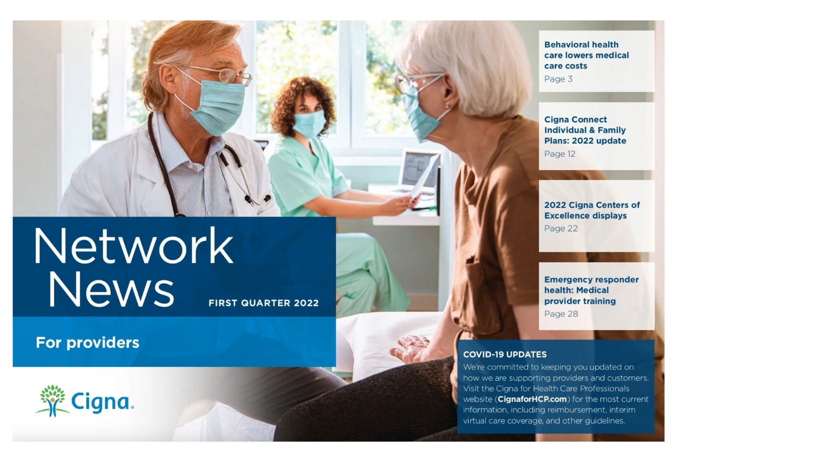 Cigna provider newsletter customer perspective on changing econimc reality health healthcare