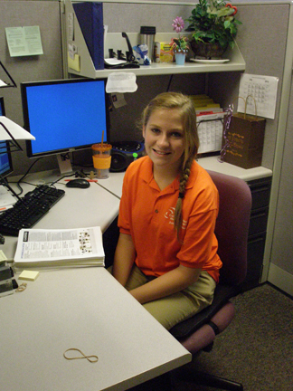 volunteer at desk