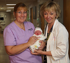 maternity staff with baby