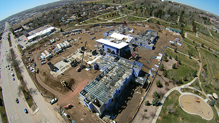 Arial view of construction